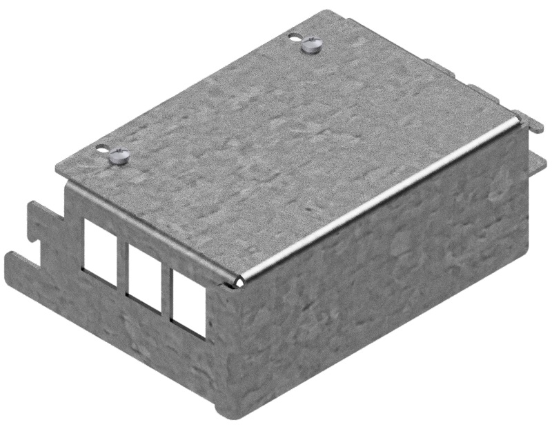 Produktbild UBK 100 503  -  Satellit für 3x Keystone (19.4mm Ausschnitt) oder R&M Snap-in Module, leer, zu Unterflur-Bodenkanal UBK 50